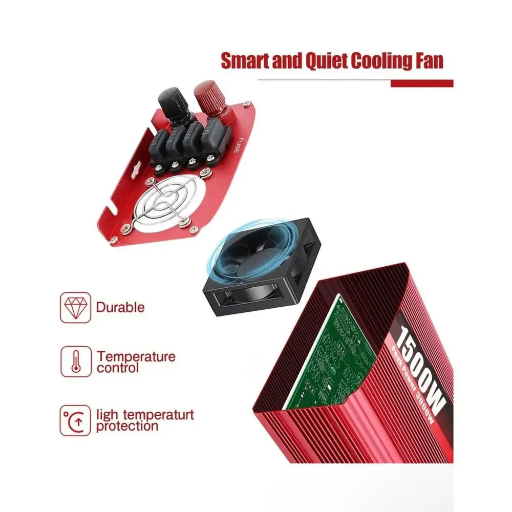 1500W/3000W DC 12V to 110V Power Inverter with Dual Outlets